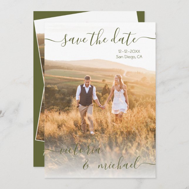 Foto de Boda minimalista Guardar la invitación de  (Anverso / Reverso)