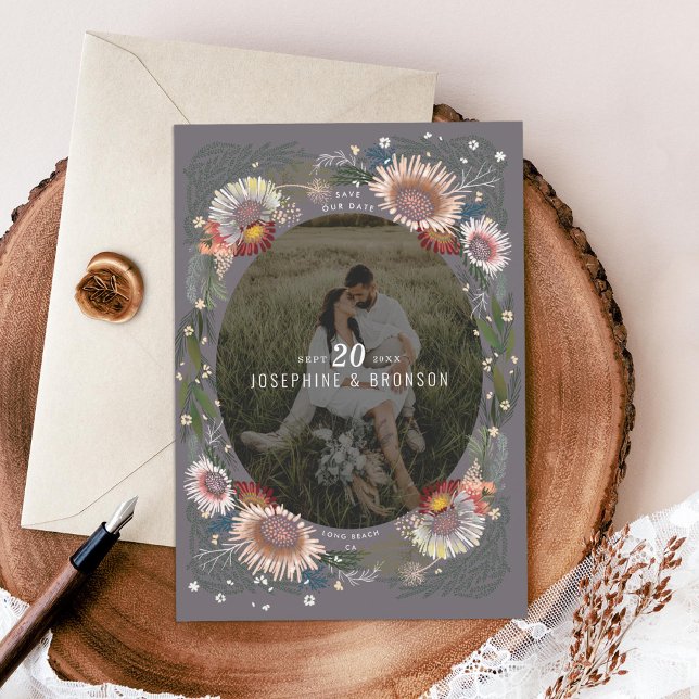 Foto de Boho Flowers Save the Date Card (Subido por el creador)