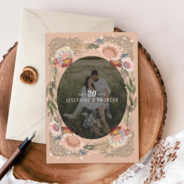 Foto de Boho Flowers Save the Date Card (Subido por el creador)