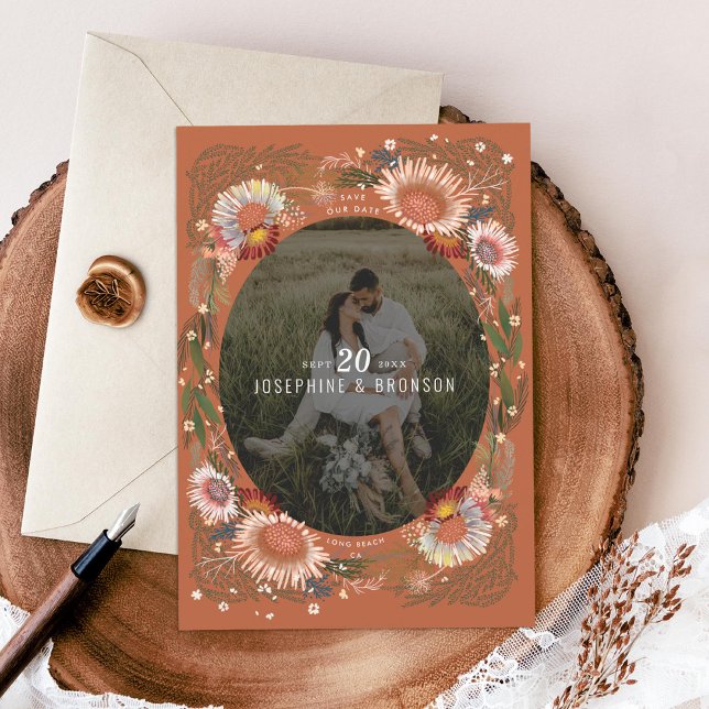 Foto de Boho Flowers Save the Date Card (Subido por el creador)