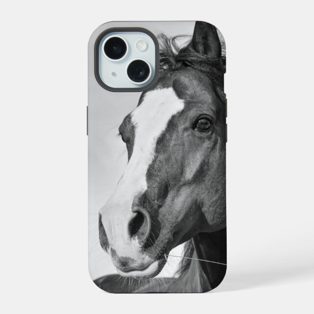 Foto de caballo Personalizable en blanco y negro (Reverso )