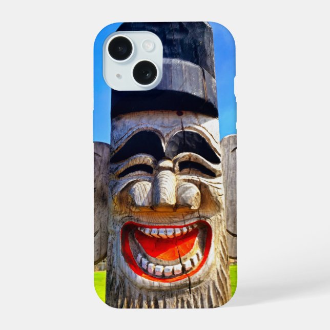 Foto de cara sonriente con dientes de tótem de mad (Reverso )