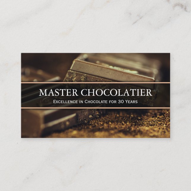 Foto de chocolate oscuro, tarjeta de visita de cho (Anverso)
