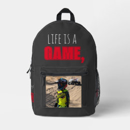 Foto de ciclismo de mochila "La vida es un juego, 