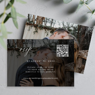 Foto de código QR Tarjeta RSVP de boda elegante RS