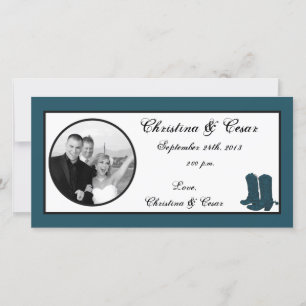 Foto de compromiso 4x8 Invitación de Western Blue 