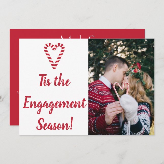 Foto de compromiso de Navidad con corazón de caram (Anverso / Reverso)