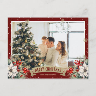 Foto de copo de nieve botánico rojo de Navidad