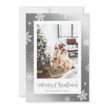 Foto de copo de nieve con tarjeta navideña Merry