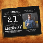 Foto de cumpleaños 21 invitaciones a cumpleaños de<br><div class="desc">Captura el momento con una invitación clásica de estilo vintage para conmemorar tu hito especial de celebrar el 21 cumpleaños. Esta impresionante invitación al estilo de la postal presenta una tipografía tradicional con un portaobjetos para incluir su foto favorita. Perfecto para ese evento especial, estas invitaciones serán un recordatorio eterno...</div>
