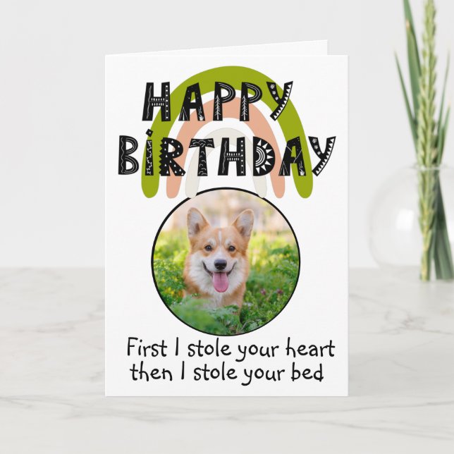 Foto de cumpleaños de tu tarjeta galesa Corgi (Anverso)
