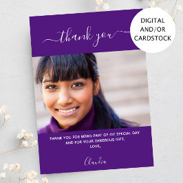 Foto de cumpleaños púrpura tarjeta de agradecimien