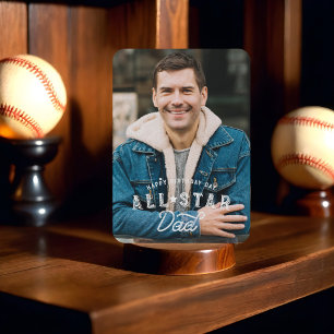 Foto de cumpleaños y tarjeta de béisbol para papá