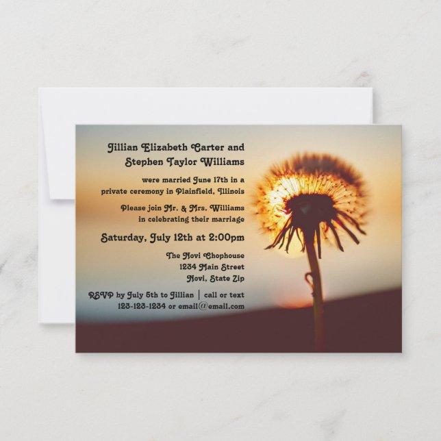 Foto de Dandelion - Invitación de Bodas 3x5 (Anverso)