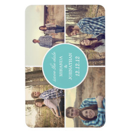 Foto de diseño de círculo azul Guardar el imán de 