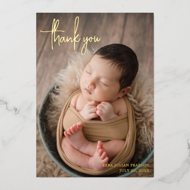 Foto de escritura moderna Gracias Anuncio de nacim (Anverso)