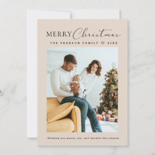 Foto de familia Beige Minimalista Feliz Navidad