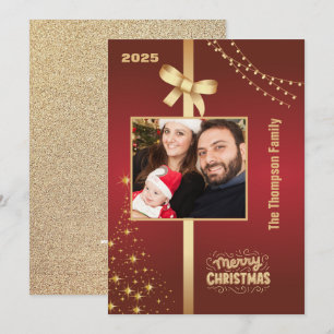 Foto de familia con brillo rojo dorado Navidad 
