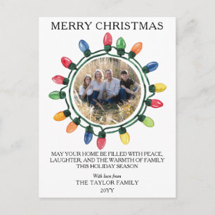 Foto de familia con luces de Navidad coloridas
