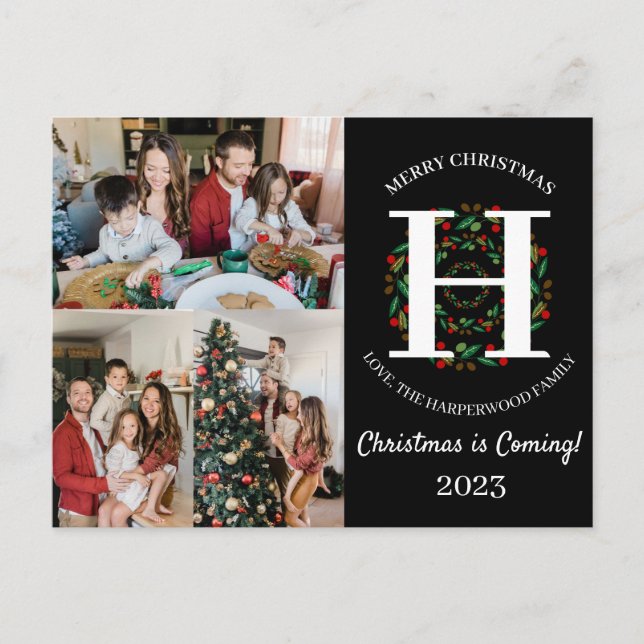 Foto de familia de guiones de monograma de navidad (Anverso)