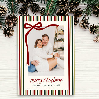 Foto de familia de Navidad con rayas simples moder