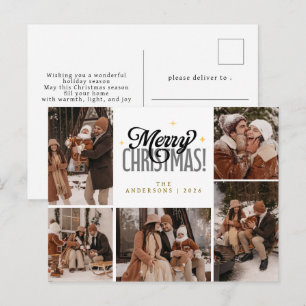Foto de familia de Navidad con tipografía moderna