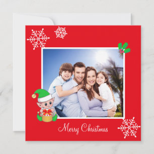 Foto de familia editable y elfo lindo en Navidad r