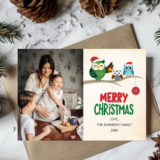 Foto de familia en Navidad con búhos Colorido Mode