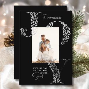 Foto de familia Navidad Alegría Floral Negro Plate