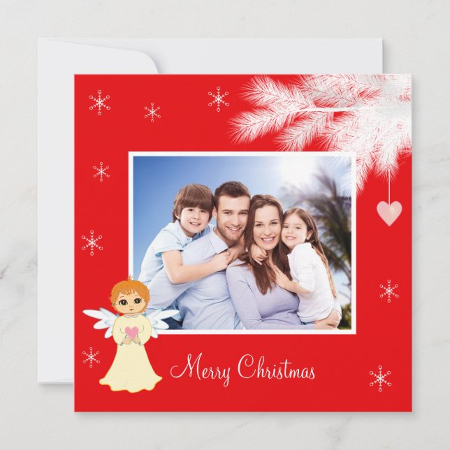 Foto de familia personalizado y ángel en Navidades (Anverso)
