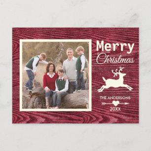 Foto de familia roja de madera rústica del navidad