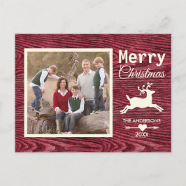 Foto de familia roja de madera rústica del navidad