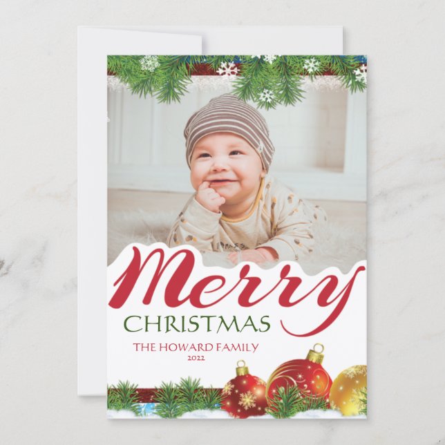 Foto de familia Tarjeta plana de navidad merry (Anverso)