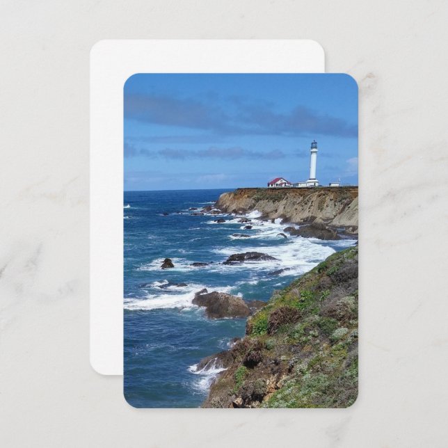 foto de faro costero, costa CA - tarjeta en blanco (Anverso / Reverso)