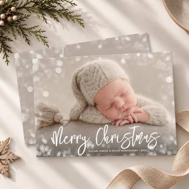 Foto de Feliz Navidad (Merry Christmas photo holiday card with a blurred light border, PRINTED and/or INSTANT DOWNLOAD)