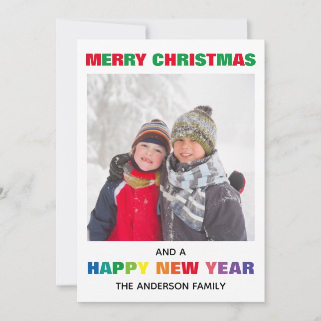 Foto de Feliz Navidad con Arcoíris - Tarjeta de Na (Anverso)