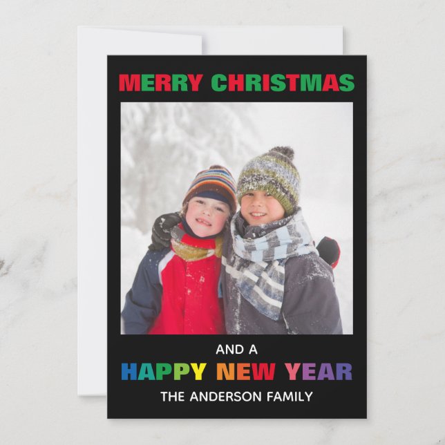 Foto de Feliz Navidad con Arcoíris - Tarjeta de Na (Anverso)