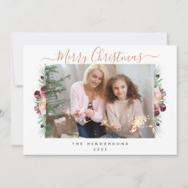Foto de Feliz Navidad con Caligrafía y Toque Flora