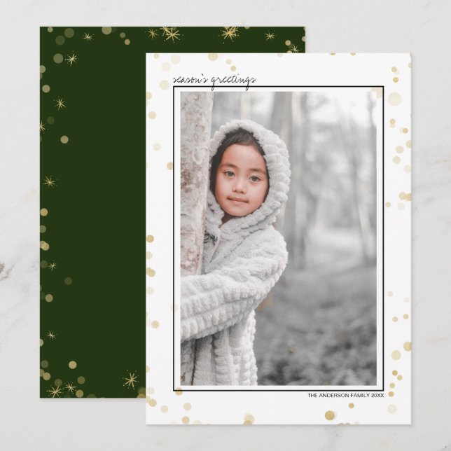 Foto de Feliz Navidad con estrellas Bokeh negras y (Anverso / Reverso)