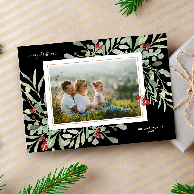 Foto de Feliz Navidad con follaje de invierno y ba (Subido por el creador)