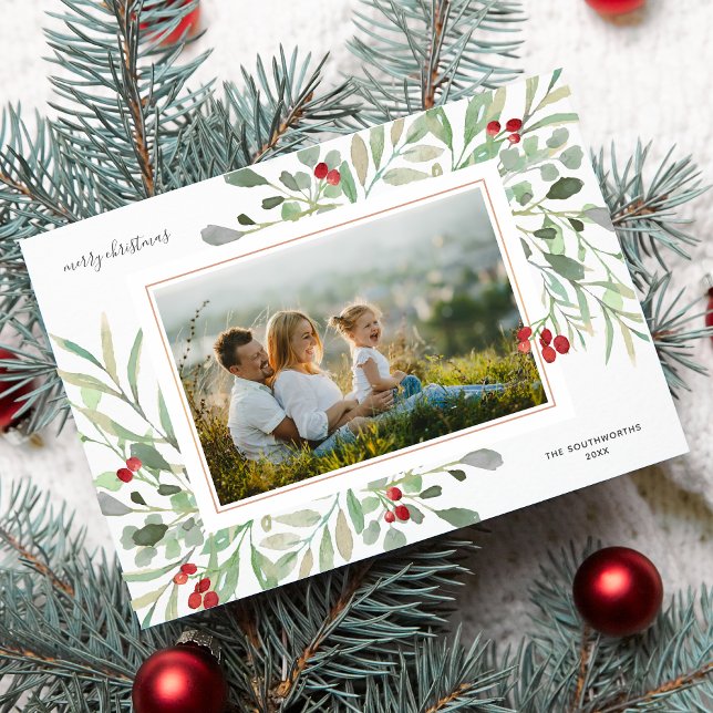 Foto de Feliz Navidad con follaje de invierno y ba (Subido por el creador)