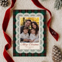 Foto de Feliz Navidad con Marco de Encaje Tartán V