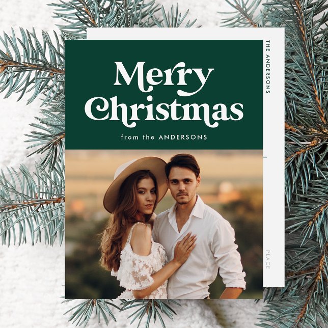 Foto de Feliz Navidad con tipografía retro verde (Subido por el creador)