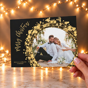 Foto de Feliz Navidad en oro y negro
