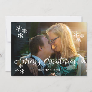 Foto de Feliz Navidad y copos de nieve Editable Co