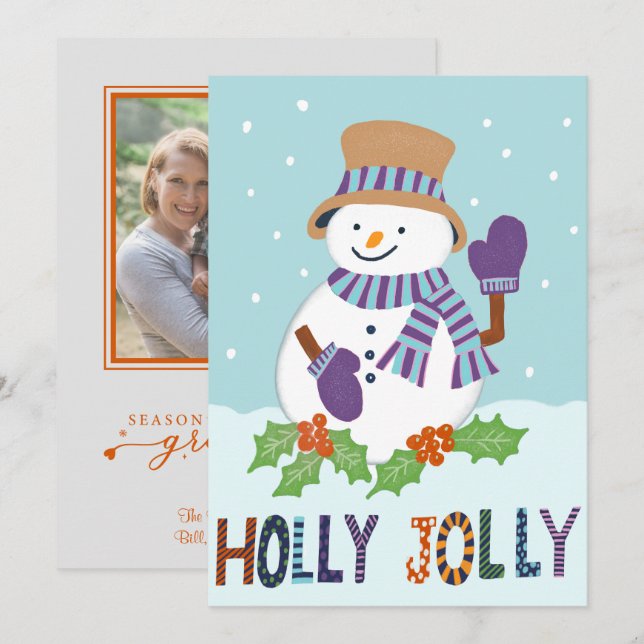 Foto de feriado de Navidades de Snowman (Anverso / Reverso)