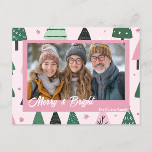 Foto de feriado en árbol de Navidad rosa y verde