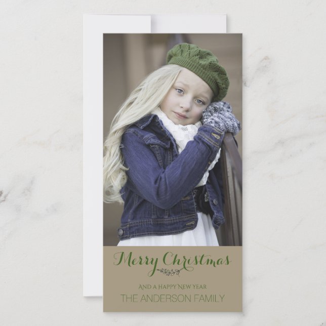 Foto de festividad de simple Navidad verde ruso li (Anverso)