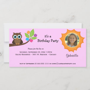 Foto de Fiesta de moda Owl Invitar fondo rosado