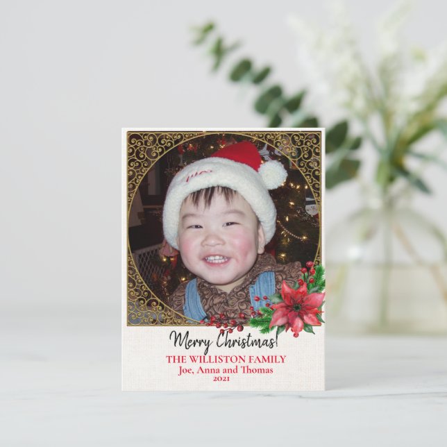 Foto de flor de pascua de Navidad con filigrana de (Anverso de pie)